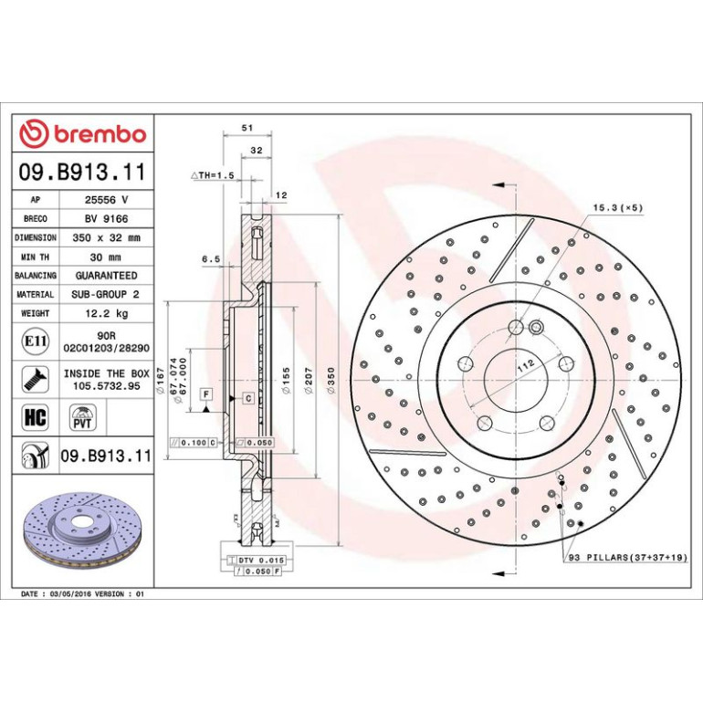 15 481 184 Bremsscheibe VA 09.B913.11 15 481 184 Bremsscheibe VA 09.B913.11