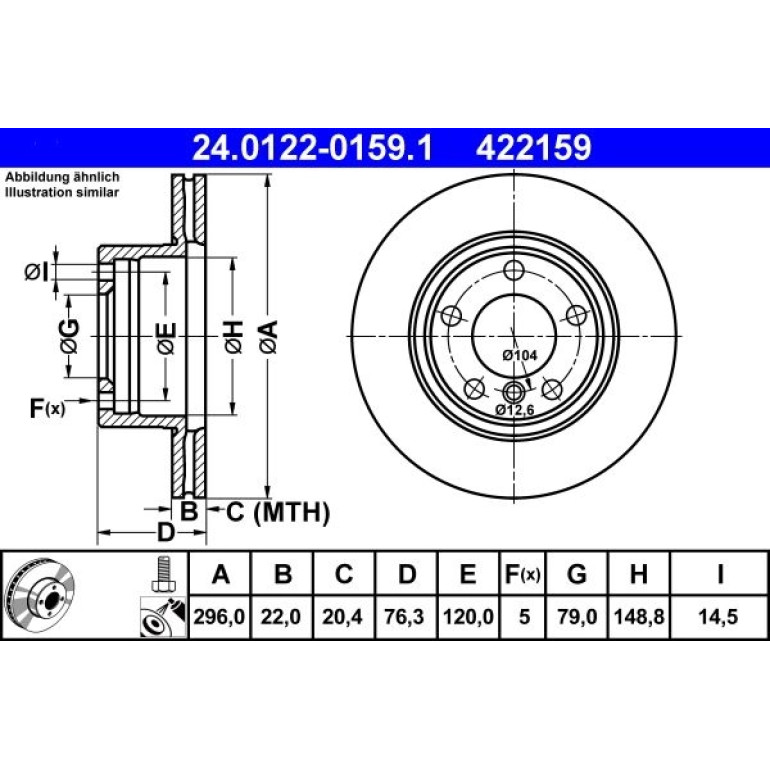 Bremsscheibe Bmw S. 5 (E39) 2.0-3.5 95-04 24.0122-0159.1 Bremsscheibe Bmw S. 5 (E39) 2.0-3.5 95-04 24.0122-0159.1