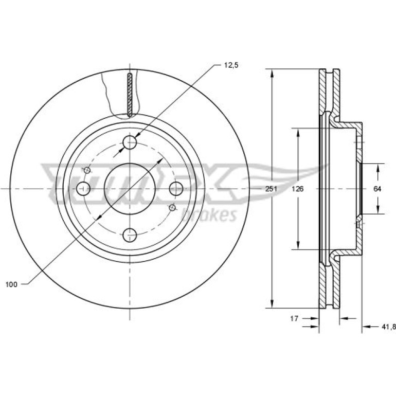 TOMEX brakes Bremsscheibe TX 73-87 TOMEX brakes Bremsscheibe TX 73-87