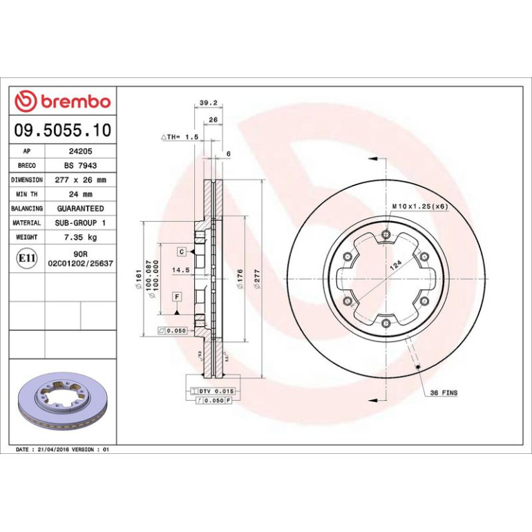 85 481 040 Bremsscheibe VA 09.5055.10 85 481 040 Bremsscheibe VA 09.5055.10