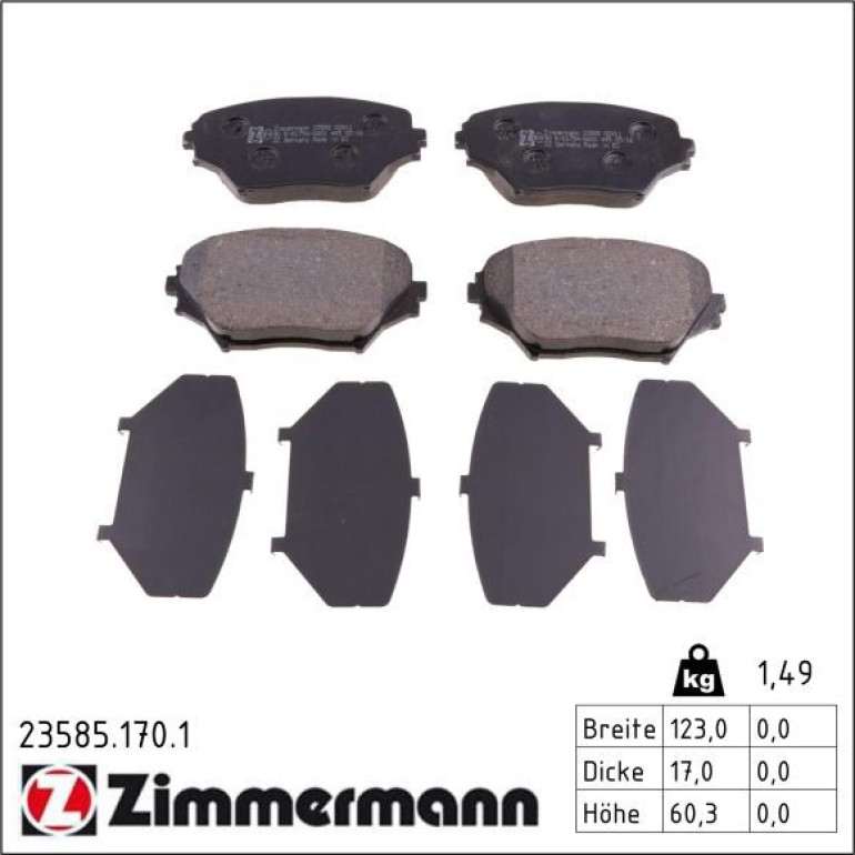 ZIMMERMANN Bremsbeläge 23585.170.1 ZIMMERMANN Bremsbeläge 23585.170.1