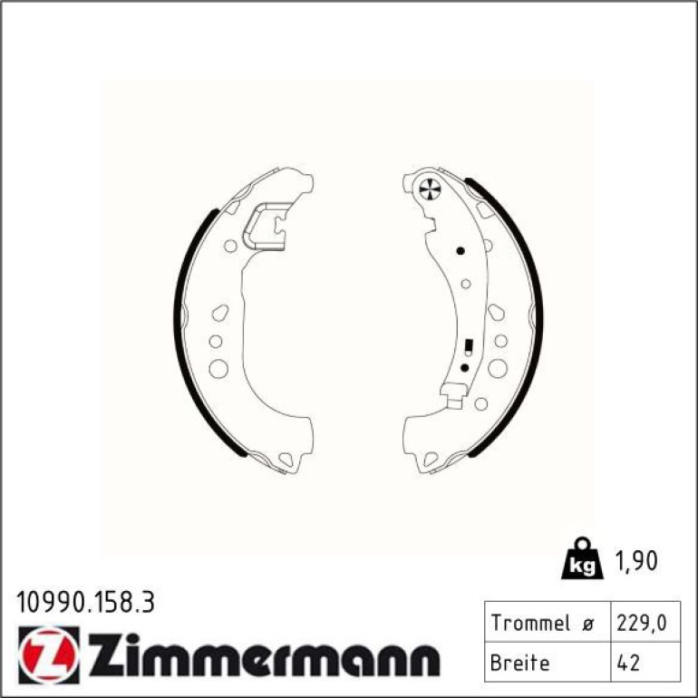 ZIMMERMANN Bremsbacken 10990.158.3 ZIMMERMANN Bremsbacken 10990.158.3