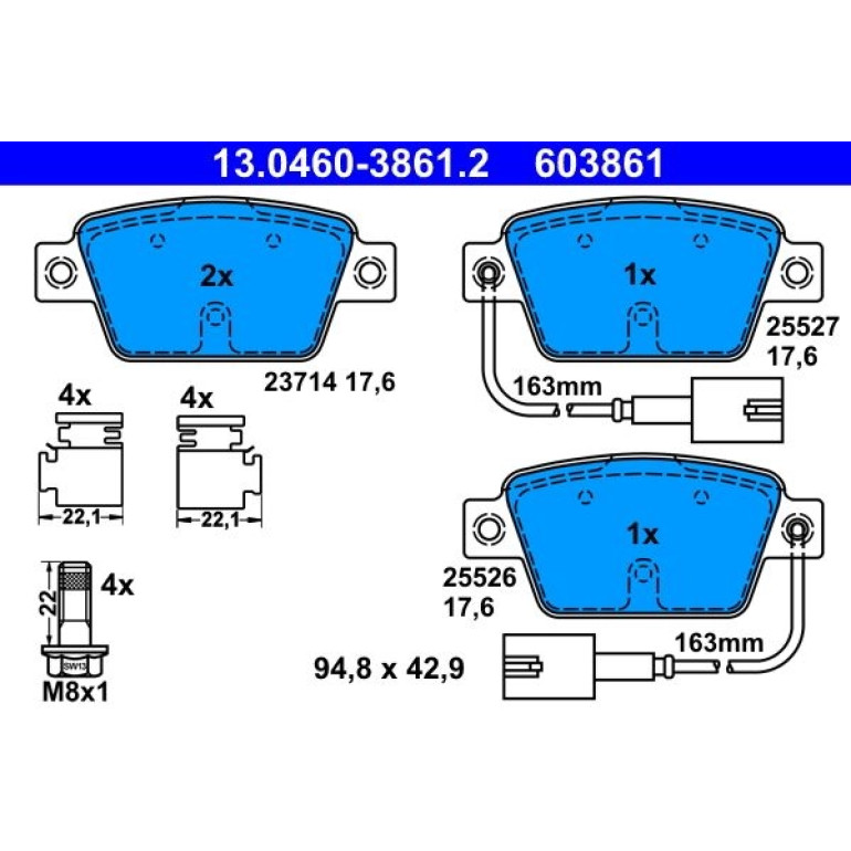 Bremsbelagsatz, Scheibenbremse 13.0460-3861.2 Bremsbelagsatz, Scheibenbremse 13.0460-3861.2