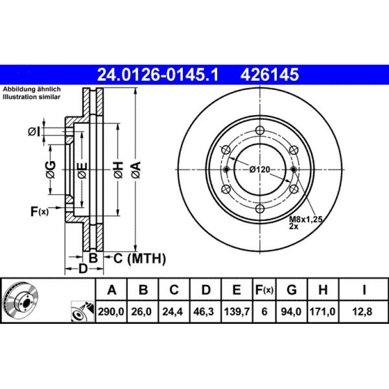 Bremsscheibe Mitsubishi P. Pajero 2.5-3.2Di-D/3.5-3.8 00 24.0126-0145.1 Bremsscheibe Mitsubishi P. Pajero 2.5-3.2Di-D/3.5-3.8 00 24.0126-0145.1