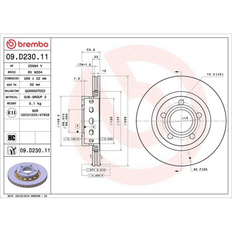 17 482 015 Bremsscheibe HA 09.D230.11 17 482 015 Bremsscheibe HA 09.D230.11