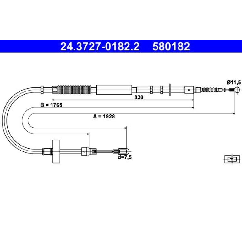 Seilzug, Feststellbremse 24.3727-0182.2 Seilzug, Feststellbremse 24.3727-0182.2