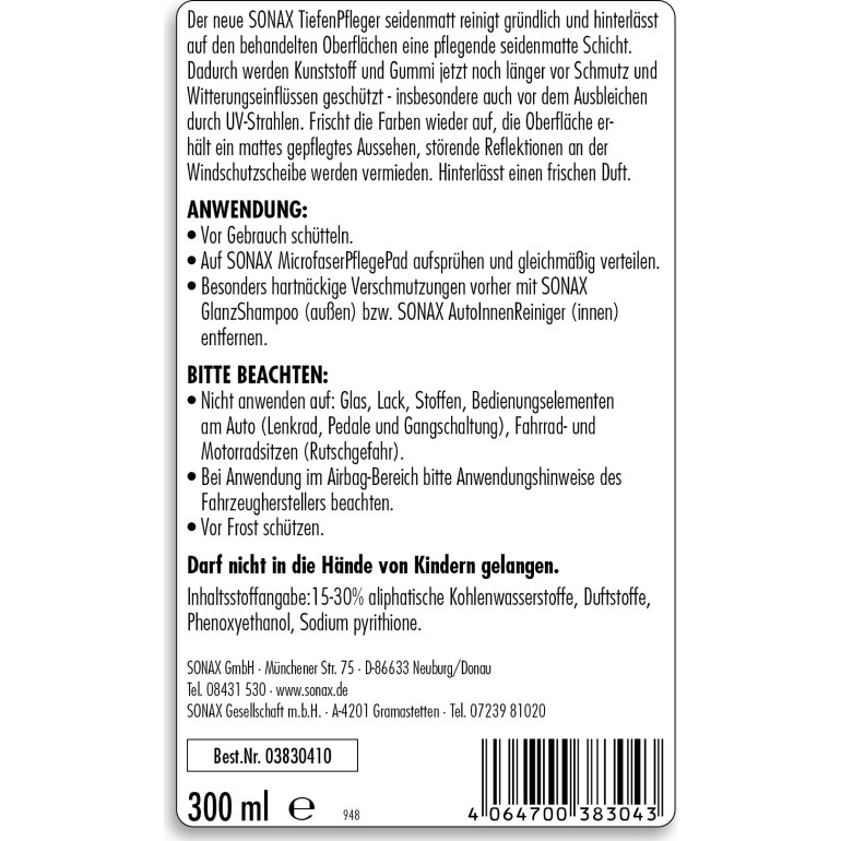 Sonax Tiefenpfleger Seidenmatt 300ml 03830410