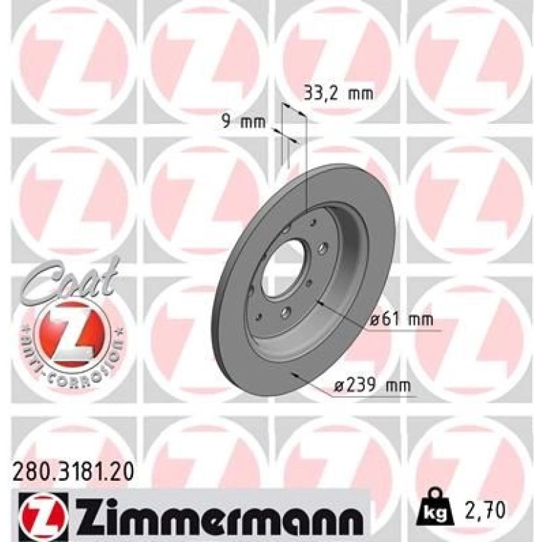 ZIMMERMANN Bremsscheibe 280.3181.20 ZIMMERMANN Bremsscheibe 280.3181.20