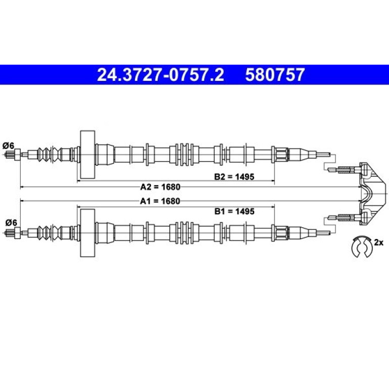 ATE Handbremsseil Seilzug Festellbremse 24.3727-0757.2 ATE Handbremsseil Seilzug Festellbremse 24.3727-0757.2