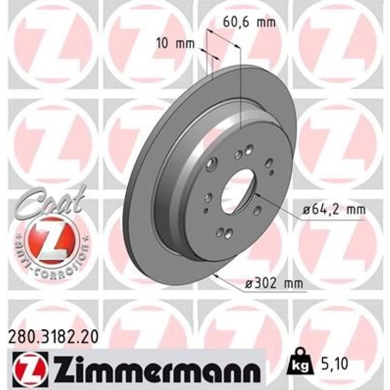 ZIMMERMANN Bremsscheibe 280.3182.20 ZIMMERMANN Bremsscheibe 280.3182.20