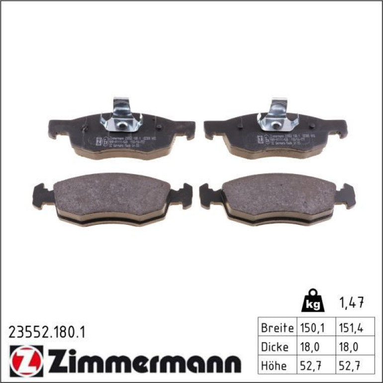 ZIMMERMANN Bremsbeläge 23552.180.1 ZIMMERMANN Bremsbeläge 23552.180.1
