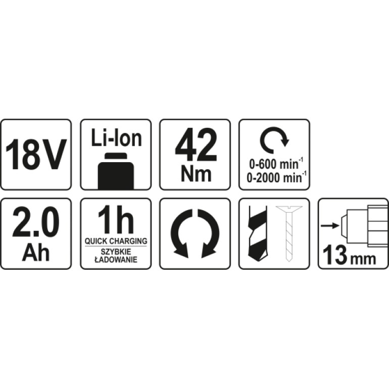 Akku-Schrauber Typ3 18V Max 42Nm 2000 1/Min Im Koffer Inkl. 1X2,0 Ah Li-Ion B÷rstenlos YT-82794 Akku-Schrauber Typ3 18V Max 42Nm 2000 1/Min Im Koffer Inkl. 1X2,0 Ah Li-Ion B÷rstenlos YT-82794
