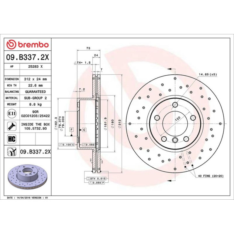Bremsscheibe VA Xtra 09.B337.2X Bremsscheibe VA Xtra 09.B337.2X