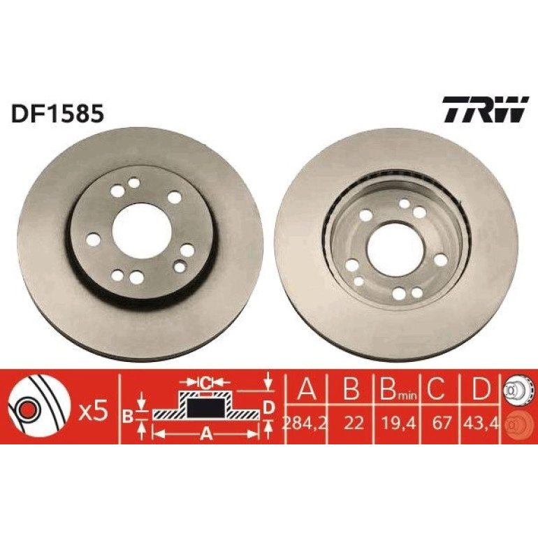 Bremsscheibe Db P. W124/W201 84-96 DF1585 Bremsscheibe Db P. W124/W201 84-96 DF1585