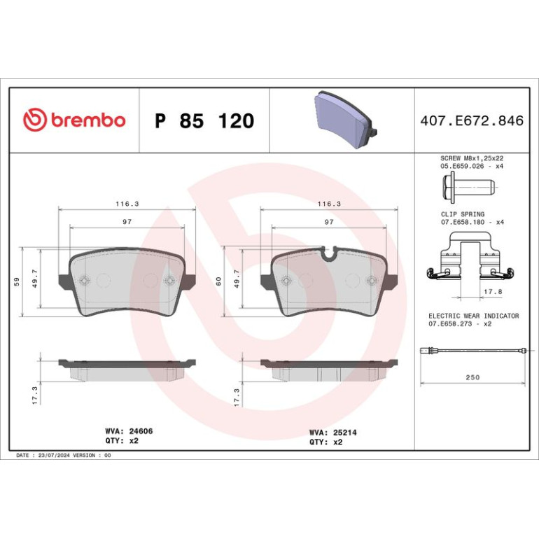 BREMBO Bremsklötze HA P 85 120 BREMBO Bremsklötze HA P 85 120