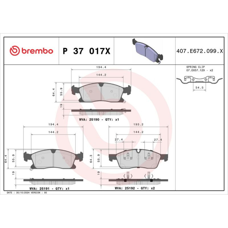BREMBO Bremsklötze Xtra VA P 37 017X BREMBO Bremsklötze Xtra VA P 37 017X