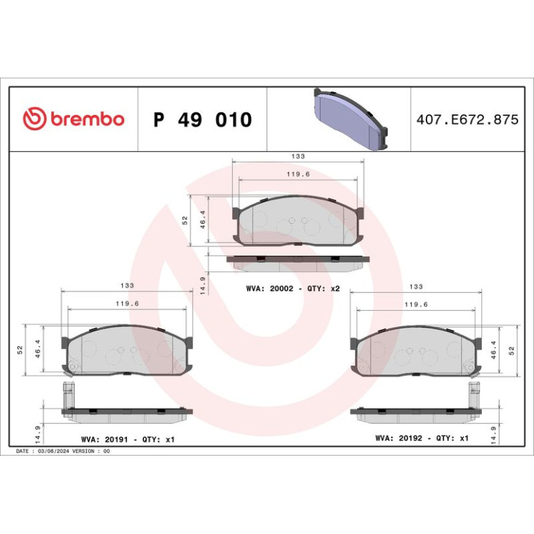 BREMBO Bremsklötze VA P 49 010 BREMBO Bremsklötze VA P 49 010