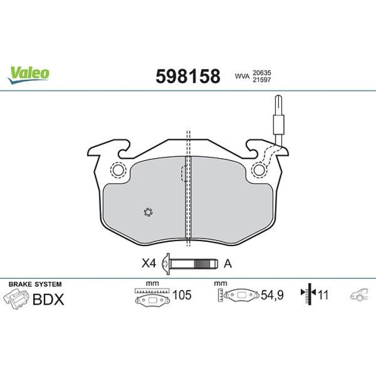 VALEO Bremsbeläge 598158