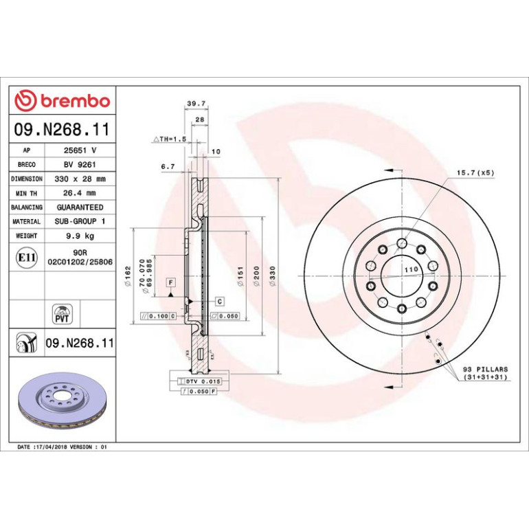 Bremsscheibe VA 09.N268.11 Bremsscheibe VA 09.N268.11