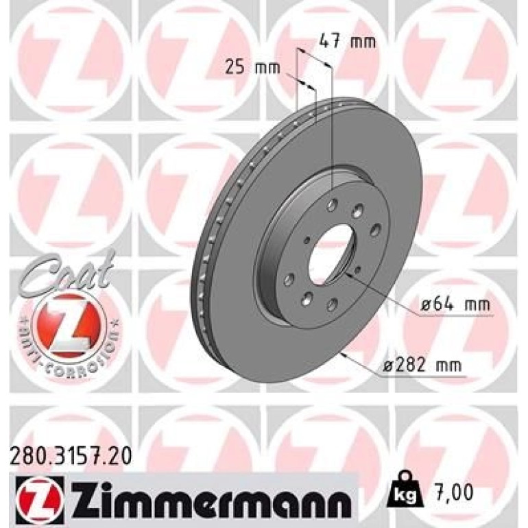 ZIMMERMANN Bremsscheibe 280.3157.20 ZIMMERMANN Bremsscheibe 280.3157.20