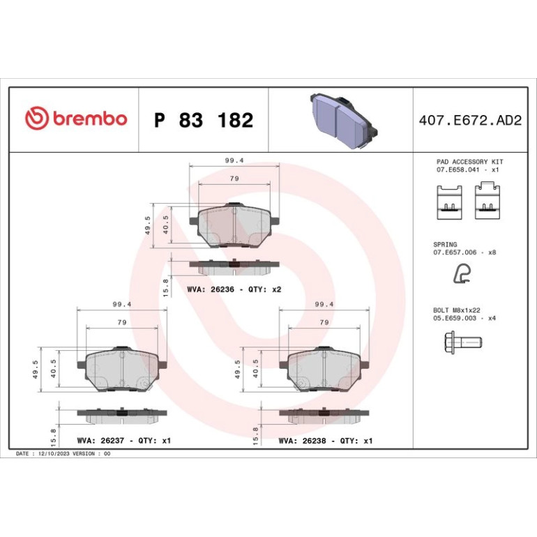 BREMBO Bremsklötze HA P 83 182 BREMBO Bremsklötze HA P 83 182
