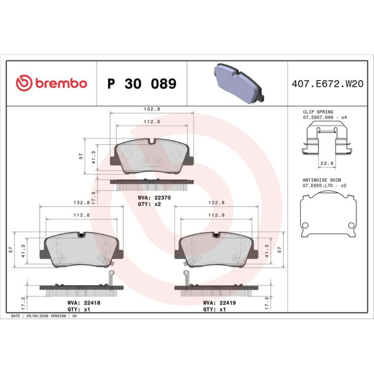 BREMBO Bremsklötze HA P 30 089 BREMBO Bremsklötze HA P 30 089