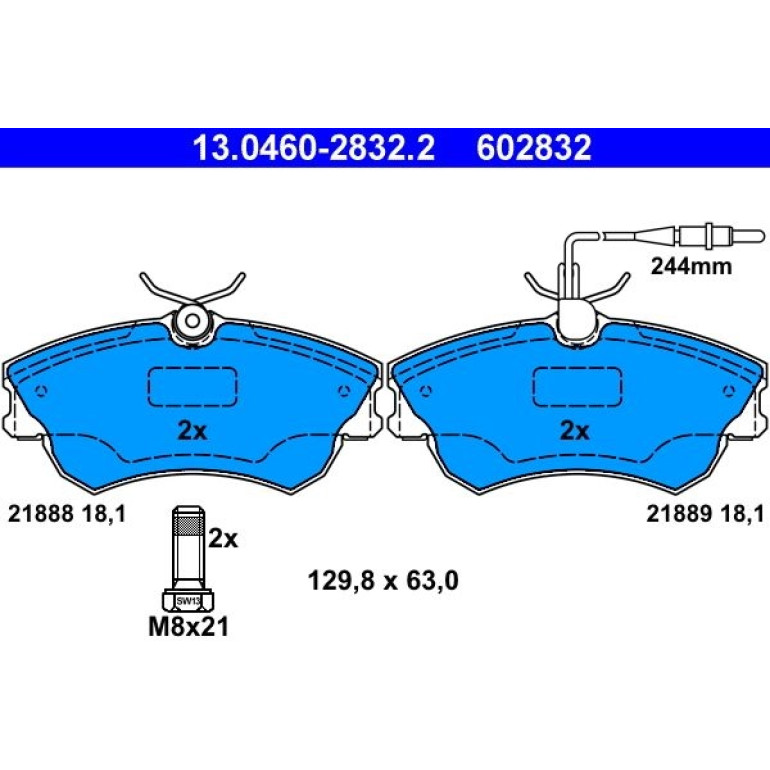 Bremsbelagsatz, Scheibenbremse 13.0460-2832.2 Bremsbelagsatz, Scheibenbremse 13.0460-2832.2
