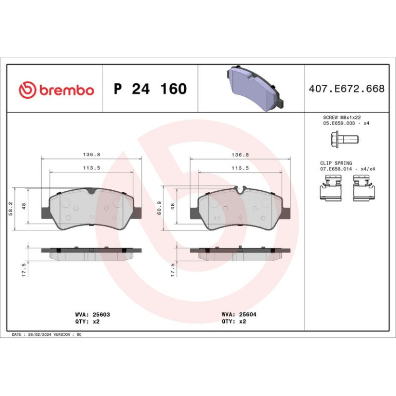 BREMBO Bremsklötze HA P 24 160 BREMBO Bremsklötze HA P 24 160