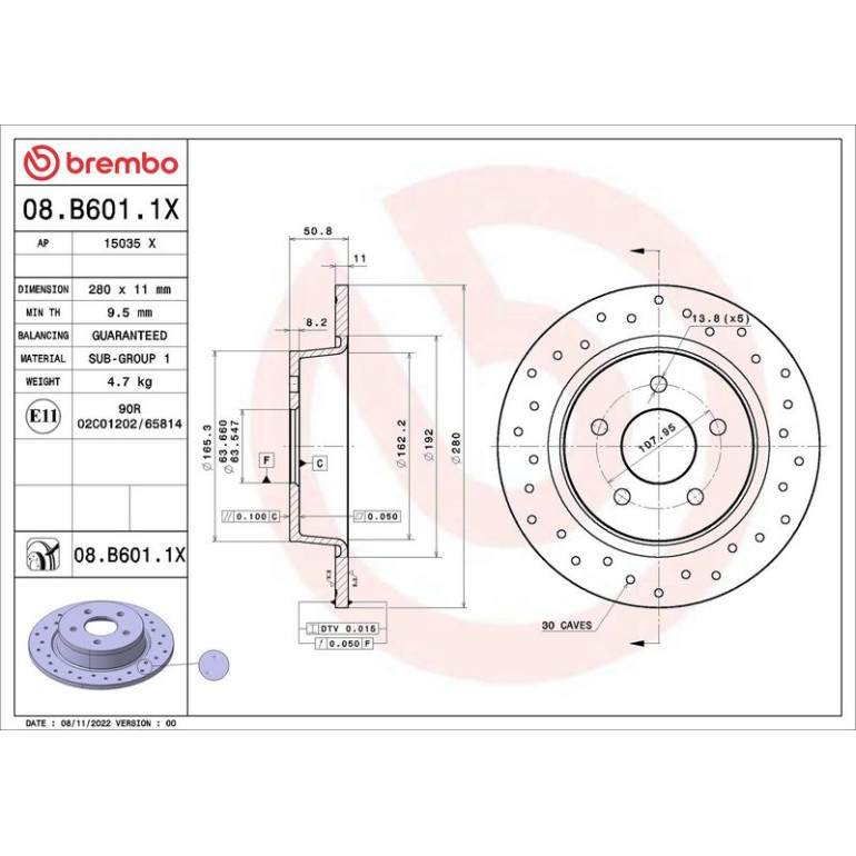 Bremsscheibe HA 08.B601.1X Bremsscheibe HA 08.B601.1X