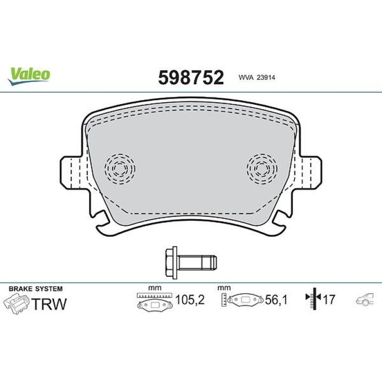 VALEO Bremsbeläge 598752 VALEO Bremsbeläge 598752