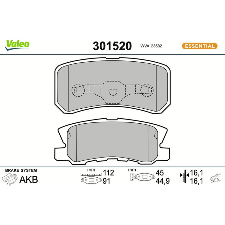 VALEO Bremsbeläge 301520 VALEO Bremsbeläge 301520