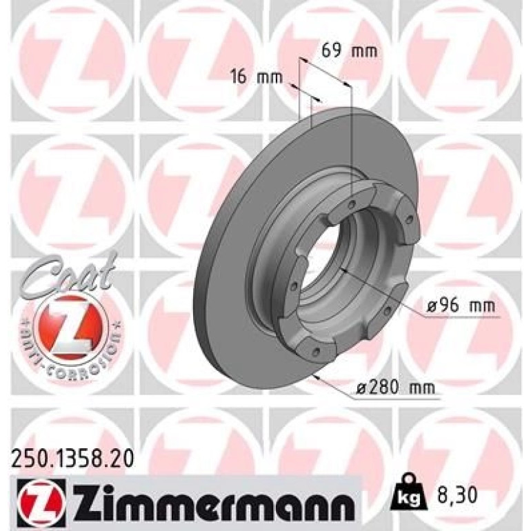 ZIMMERMANN Bremsscheibe 250.1358.20