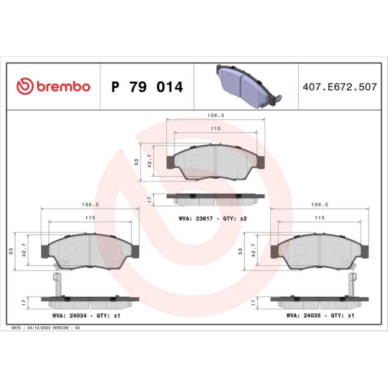 BREMBO Bremsklötze VA P 79 014 BREMBO Bremsklötze VA P 79 014