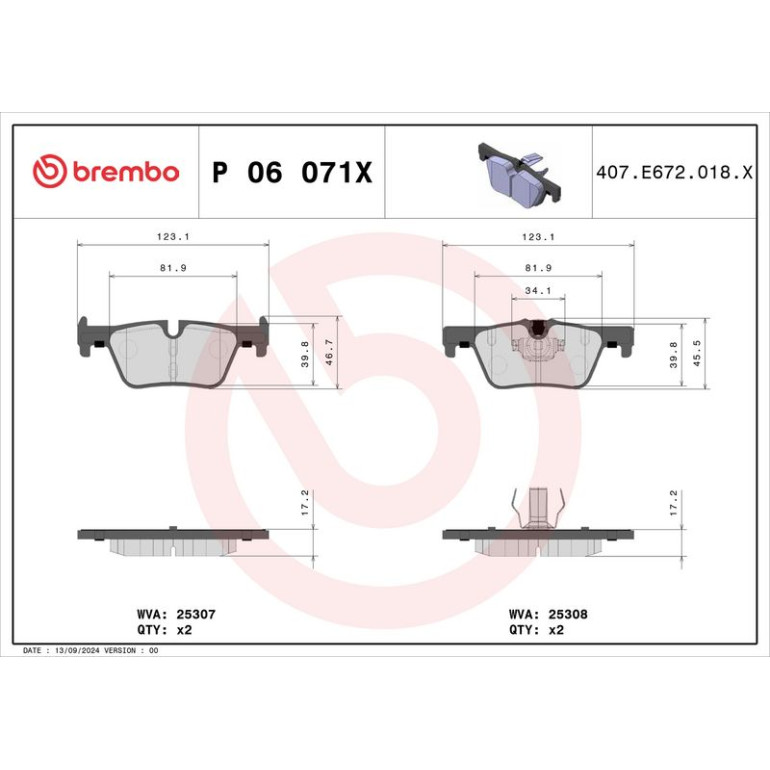 BREMBO Bremsklötze Xtra P 06 071X BREMBO Bremsklötze Xtra P 06 071X