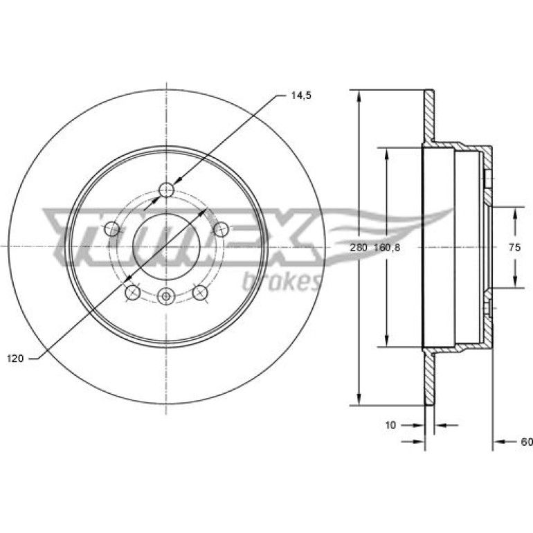 TOMEX brakes Bremsscheibe TX 71-45 TOMEX brakes Bremsscheibe TX 71-45