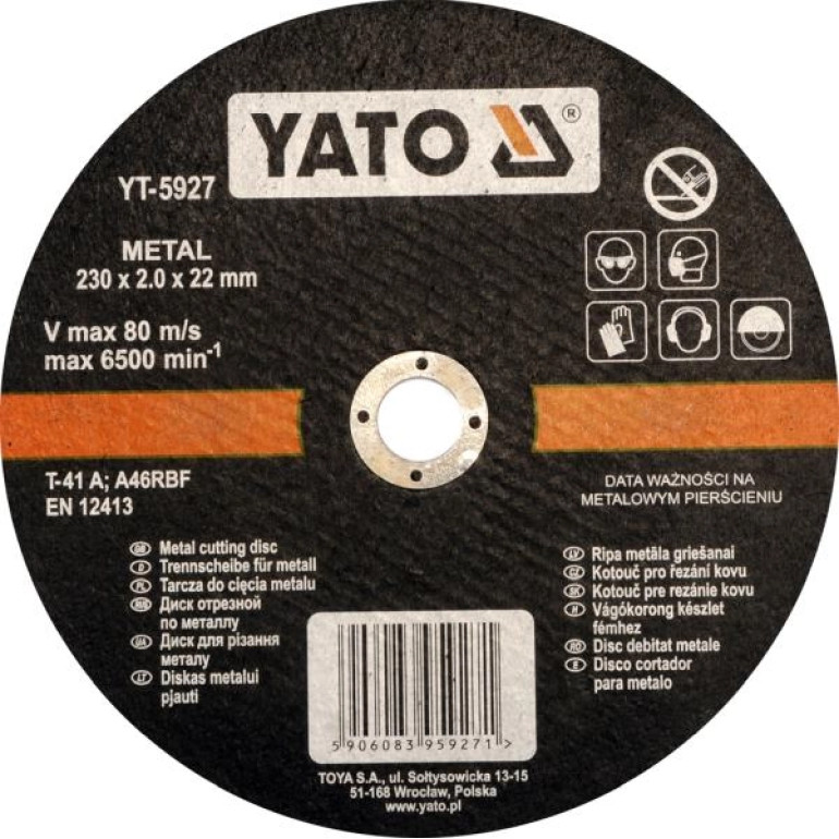 Metalltrennscheibe 230X2,0X22 YT-5927 Metalltrennscheibe 230X2,0X22 YT-5927
