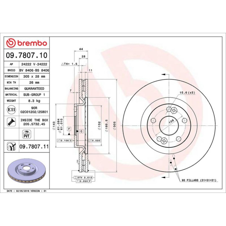 72 481 033 Bremsscheibe VA 09.7807.11 72 481 033 Bremsscheibe VA 09.7807.11