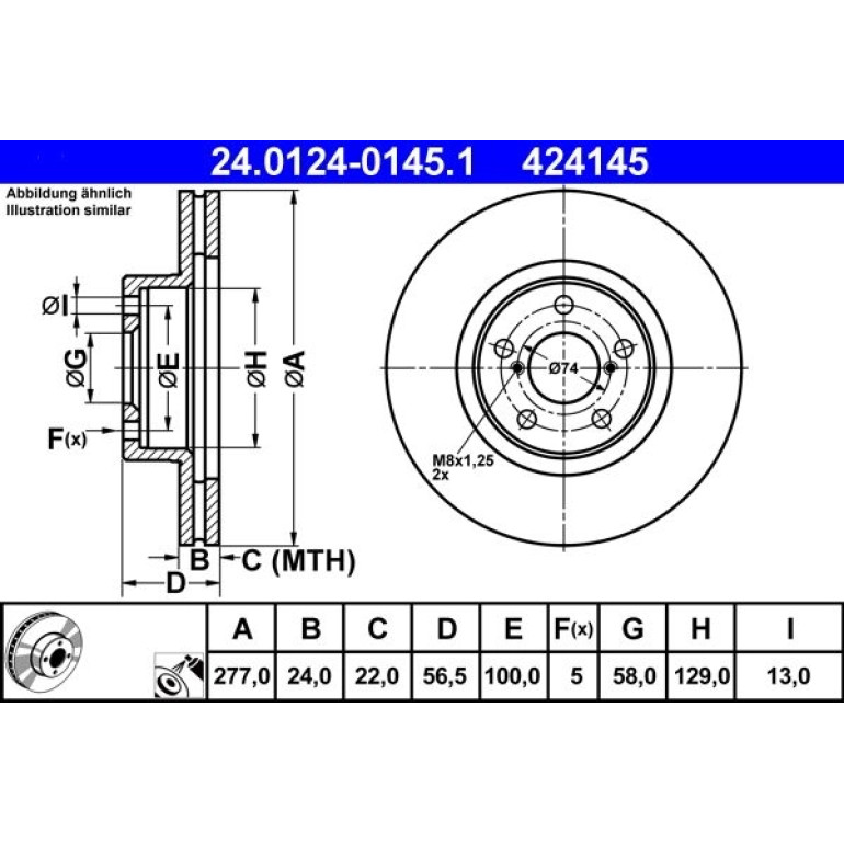 Bremsscheibe Subaru P. Legacy/Party/Forester 03 24.0124-0145.1 Bremsscheibe Subaru P. Legacy/Party/Forester 03 24.0124-0145.1
