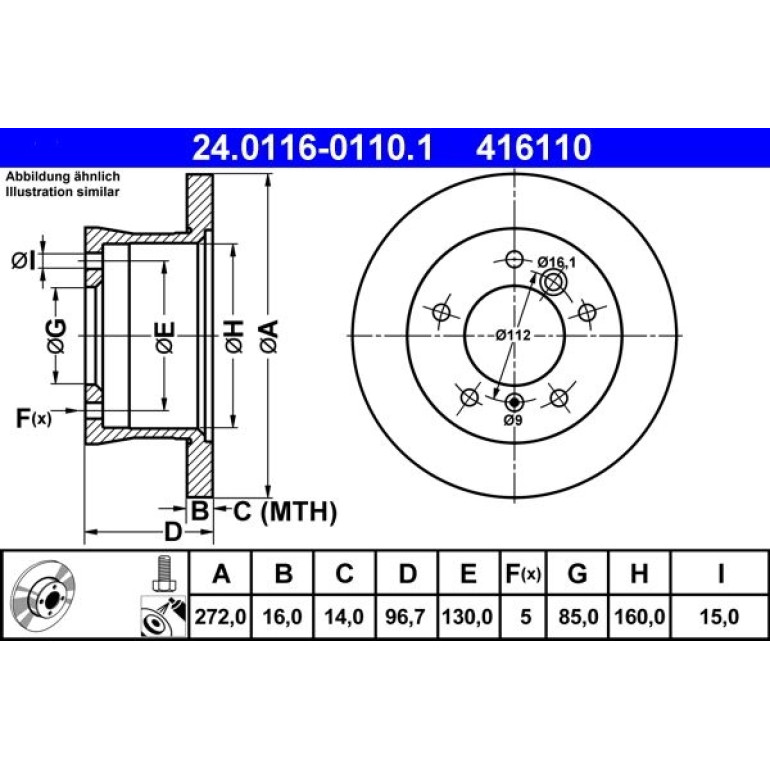 Bremsscheibe Db T. W463/Sprinter 95 24.0116-0110.1 Bremsscheibe Db T. W463/Sprinter 95 24.0116-0110.1