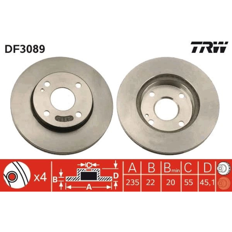 Bremsscheibe Mazda P. 323/Demio 1.4-1.8 16V 89-04 DF3089 Bremsscheibe Mazda P. 323/Demio 1.4-1.8 16V 89-04 DF3089