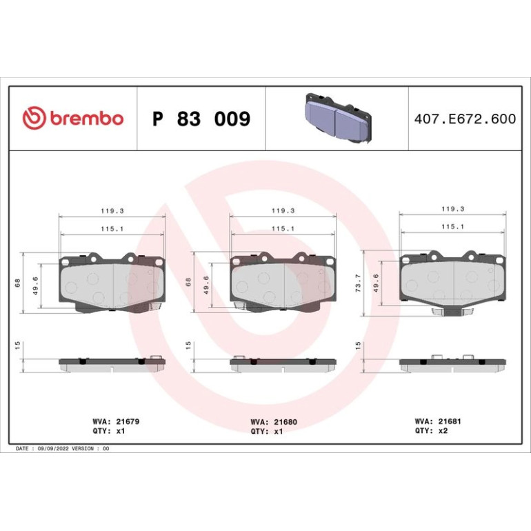 BREMBO Bremsklötze VA P 83 009 BREMBO Bremsklötze VA P 83 009