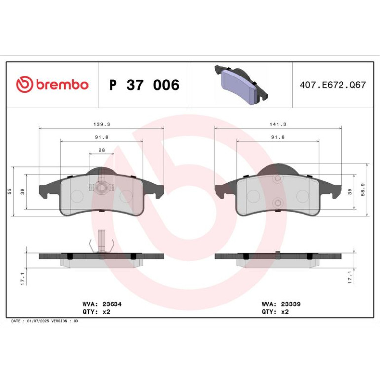 BREMBO Bremsklötze HA P 37 006 BREMBO Bremsklötze HA P 37 006