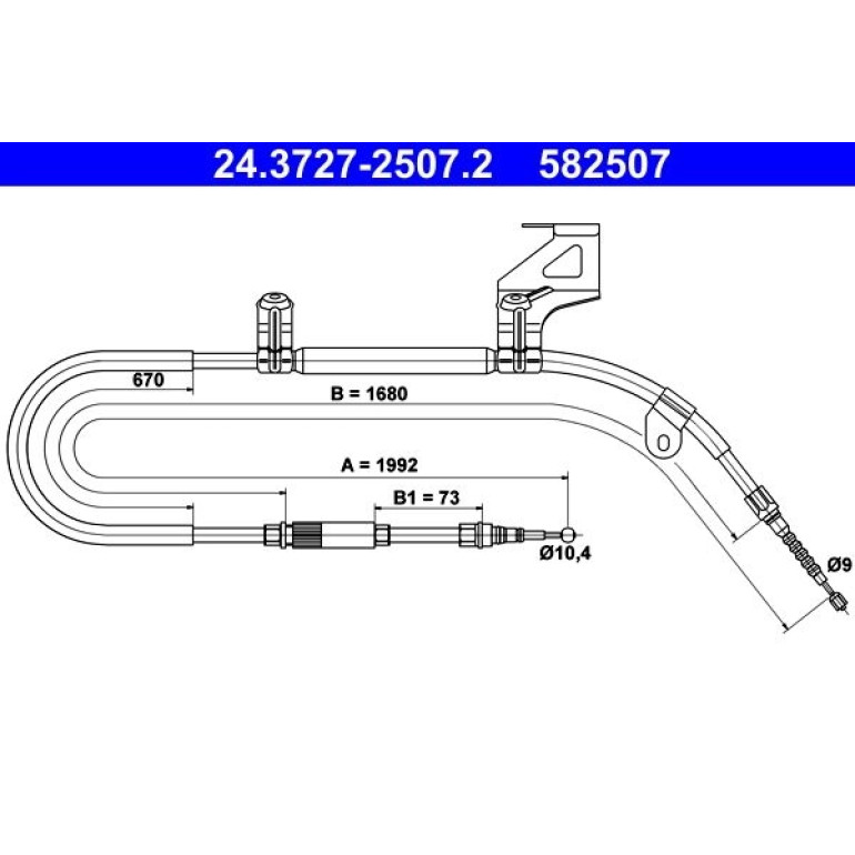 ATE Handbremsseil Seilzug Festellbremse 24.3727-2507.2 ATE Handbremsseil Seilzug Festellbremse 24.3727-2507.2