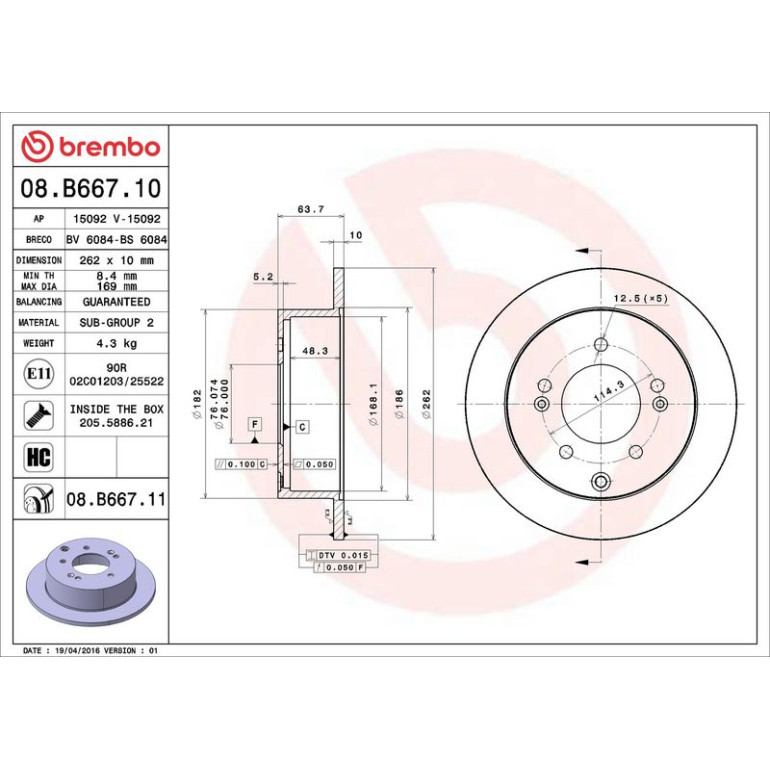 94 482 009 Bremsscheibe HA 08.B667.11