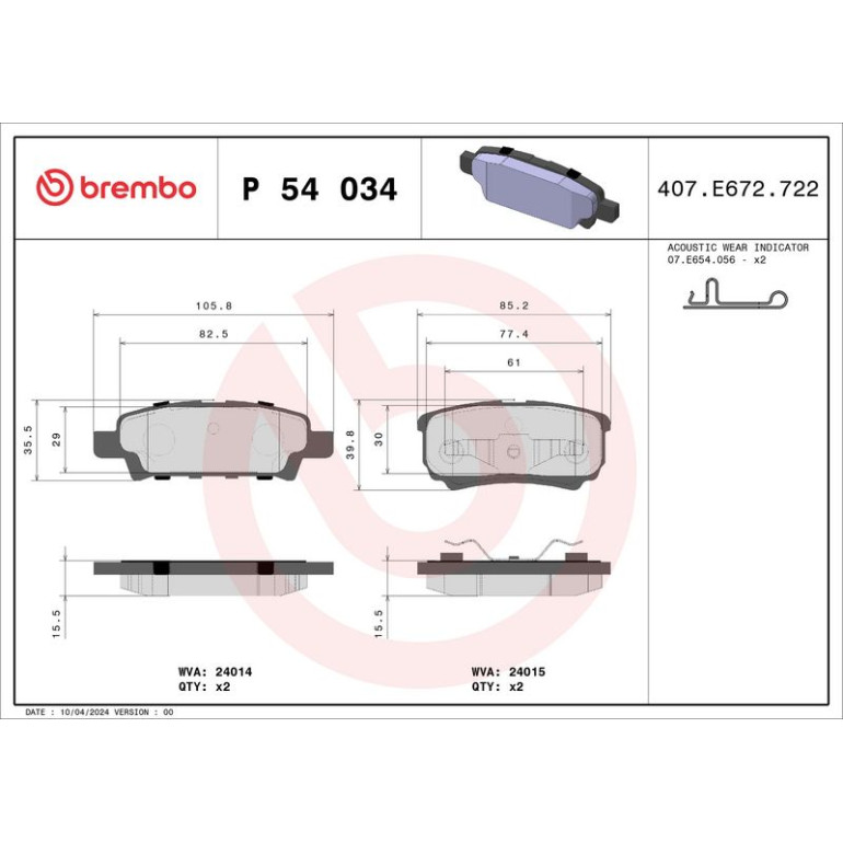 BREMBO Bremsklötze HA P 54 034 BREMBO Bremsklötze HA P 54 034