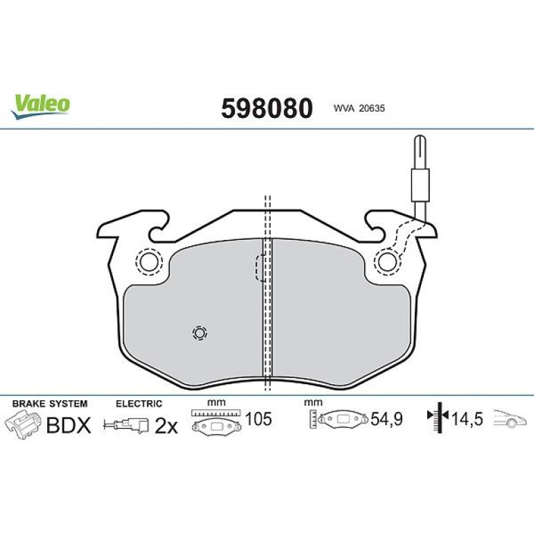 VALEO Bremsbeläge 598080 VALEO Bremsbeläge 598080