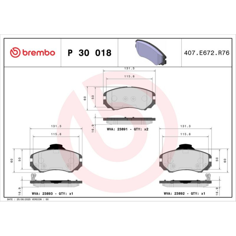 BREMBO Bremsklötze VA P 30 018 BREMBO Bremsklötze VA P 30 018