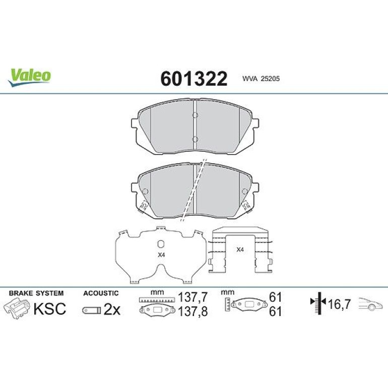 VALEO Bremsbeläge 601322 VALEO Bremsbeläge 601322