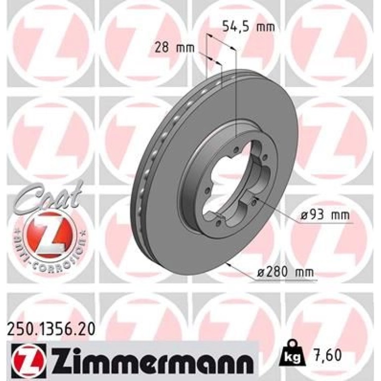 ZIMMERMANN Bremsscheibe 250.1356.20 ZIMMERMANN Bremsscheibe 250.1356.20