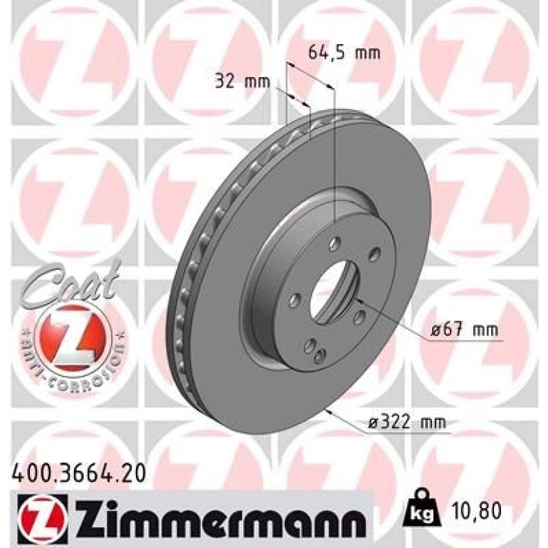 ZIMMERMANN Bremsscheibe 400.3664.20